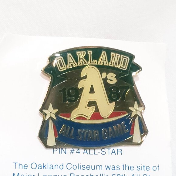Oakland A's Athletics All Star Game Unocal 76 Lapel Pin Card #4 Baseball 1" - Picture 1 of 3